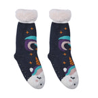 Unicorn Cabin Socks with Fleece Lining (Size 4-7) - Navy & Multi
