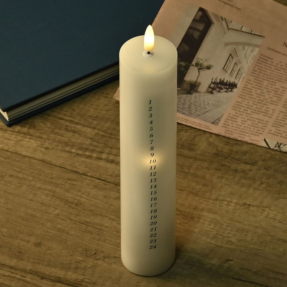 Unique Christmas Calender Candle with Remote Control - 25 LED Warm Lights 2xAA Battery (Not Inc.) 7598979 1