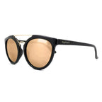 Ruby Rocks Unisex Round Aviator Sunglasses with Trendy Top Bar Black & Gold Mirror Lens