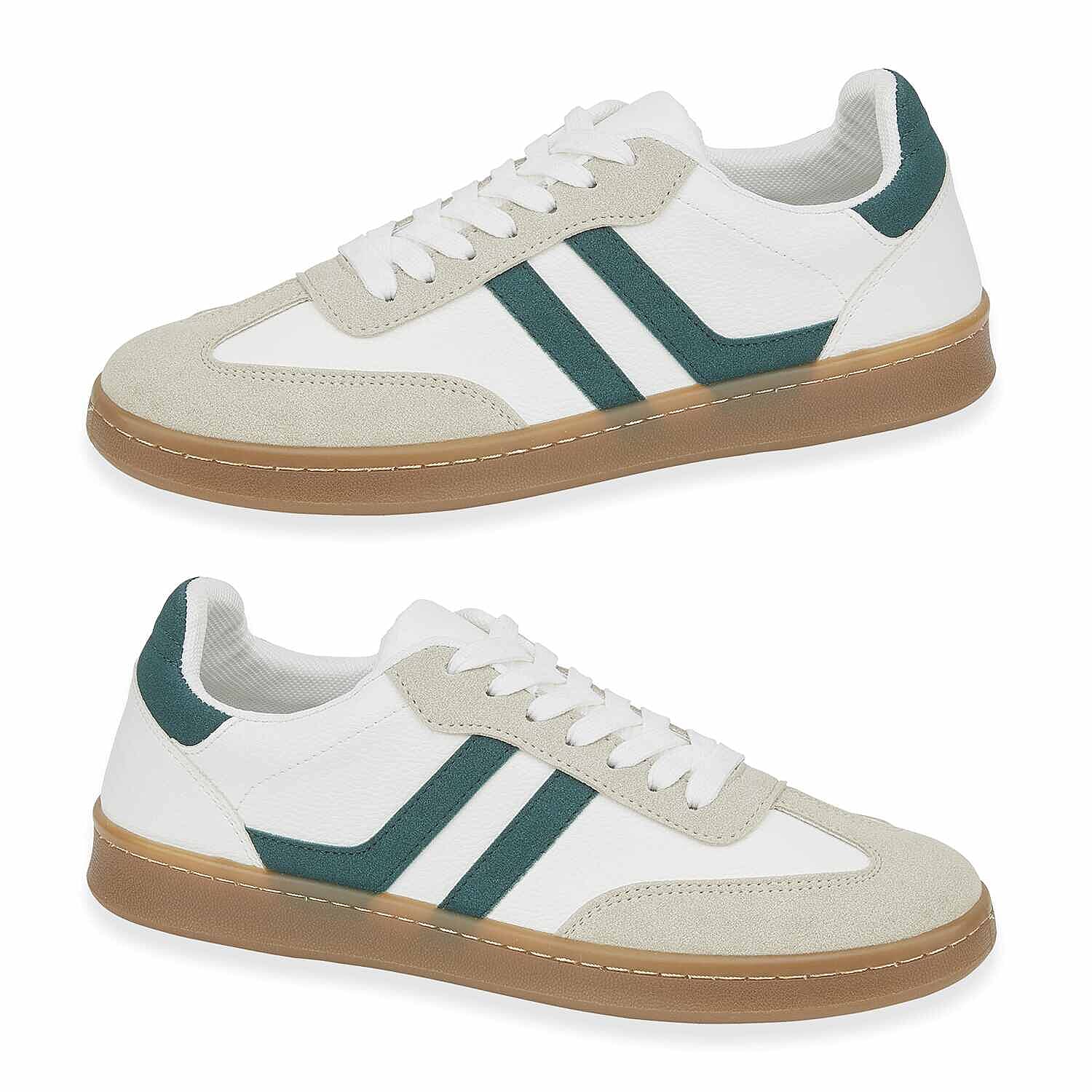 Urban Jacks Mens Flash Casual Lace-up Trainers (Size 10) - White - Green 7988691 0