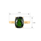VERY RARE SIZE - 9K Yellow Gold Natural Chrome Diopside Solitaire Ring 3.00 Ct.