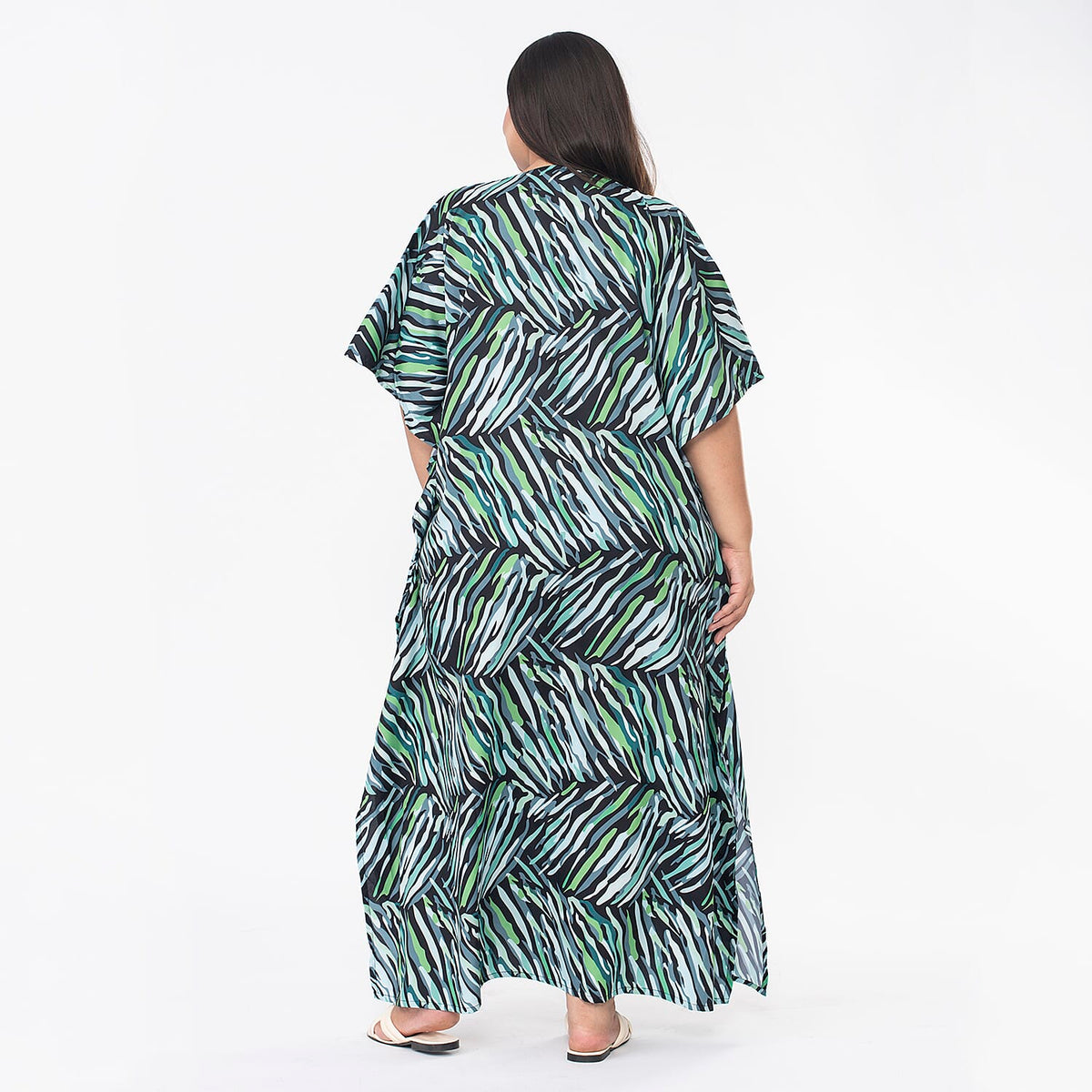 TAMSY Printed Maxi Kaftan Dress - Green and Black 7378443 2