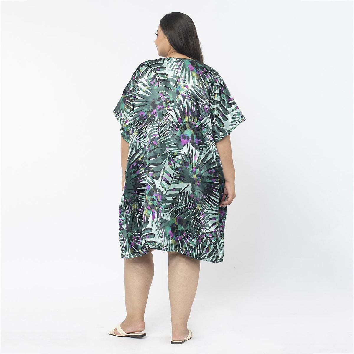 Tamsy V-neck Tropical Print Short Kaftan V32614613 2