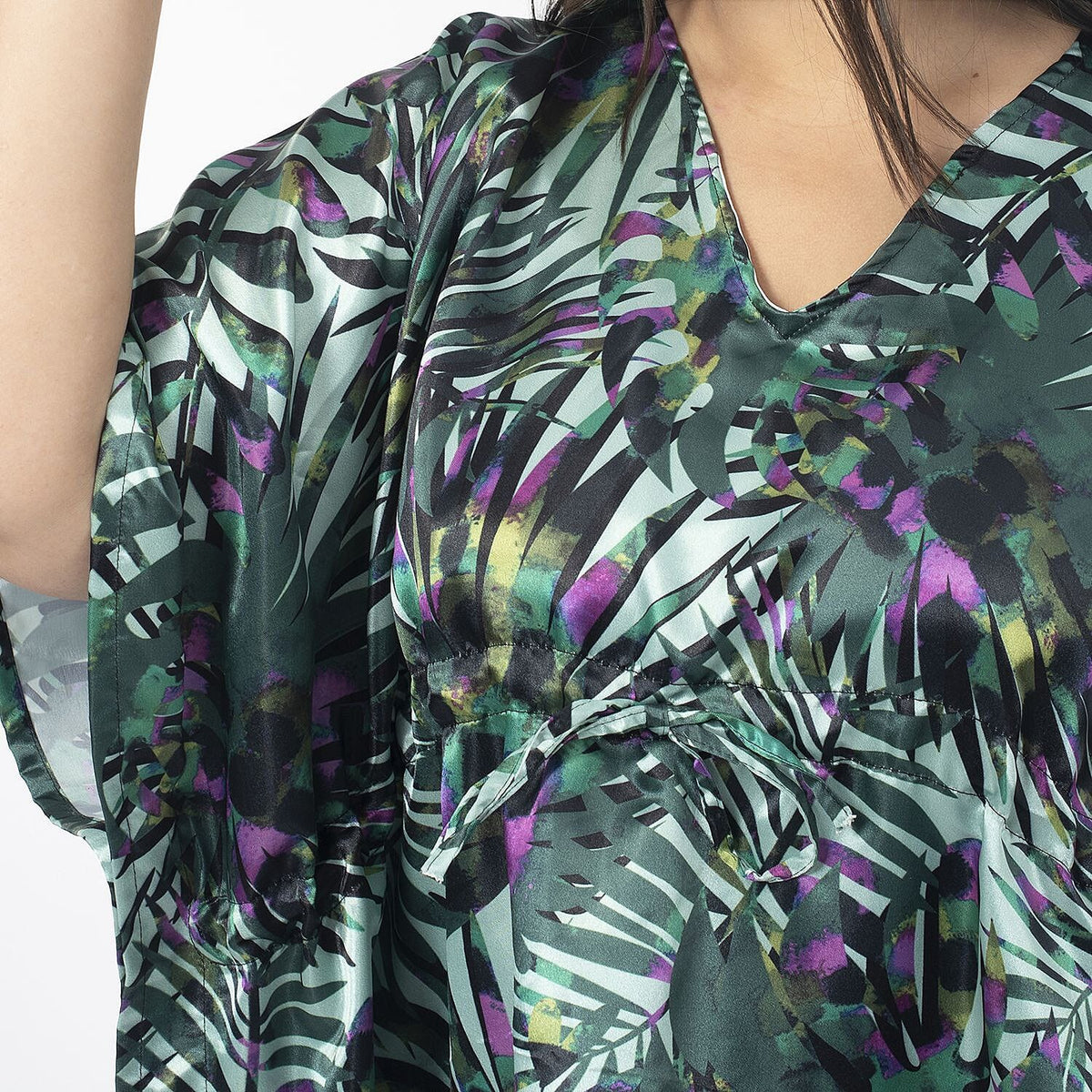 Tamsy V-neck Tropical Print Short Kaftan V32614613 5