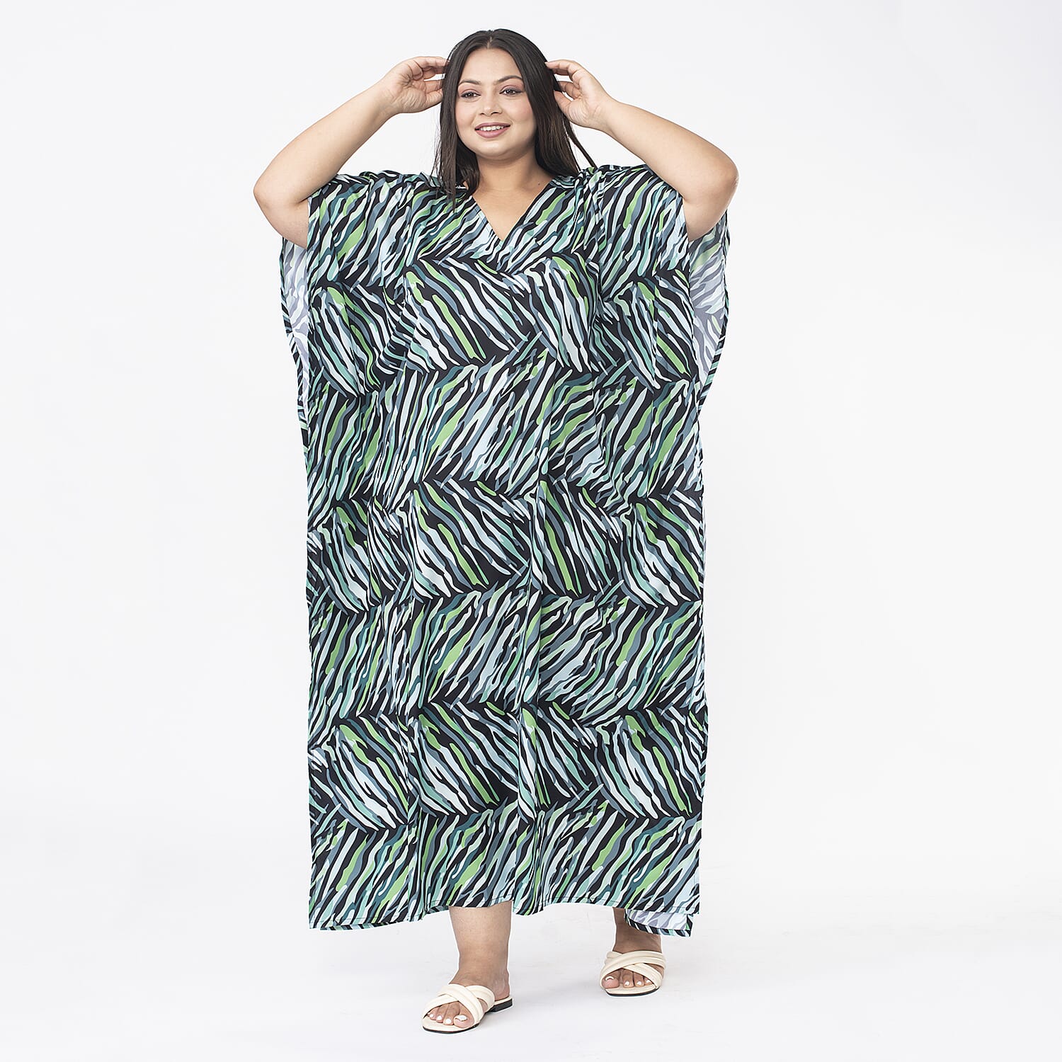 TAMSY Printed Maxi Kaftan Dress - Green and Black 7378442 4