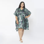 Tamsy Exclusive Jungle Print Short Kaftan (One Size, 8-18) - Green