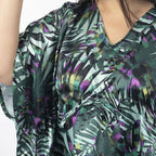 Tamsy Exclusive Jungle Print Short Kaftan (One Size, 8-18) - Green