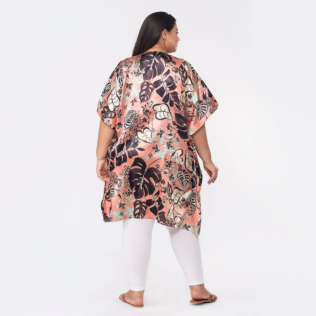 TAMSY Exclusive Boho Leaf Printed Short Kaftan with Pocket 7378695 2