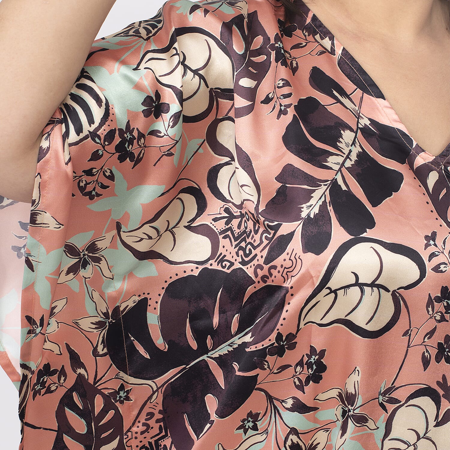 TAMSY Exclusive Boho Leaf Printed Short Kaftan with Pocket 7378695 5