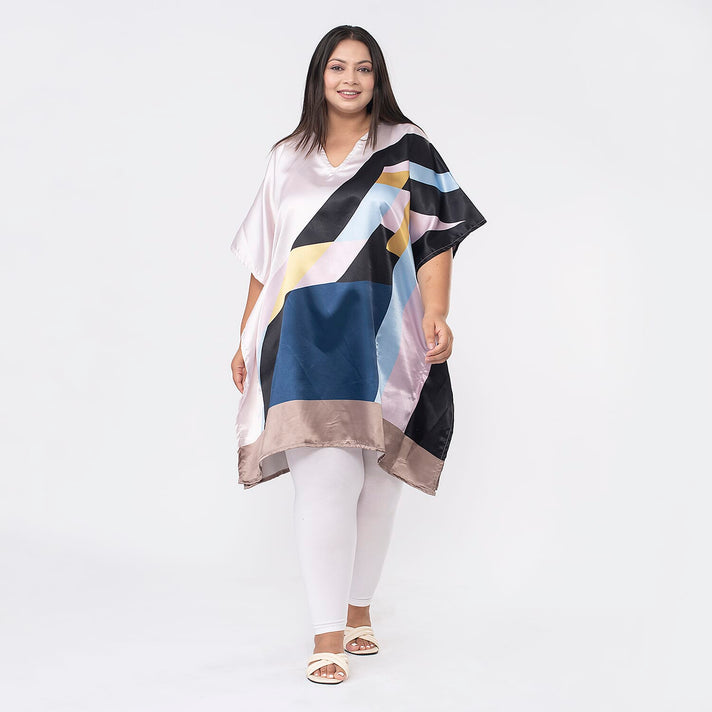 Tamsy Abstract Linear Illusion Print Short Kaftan 7378648 1