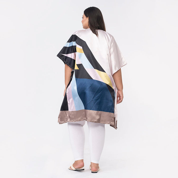 Tamsy Abstract Linear Illusion Print Short Kaftan 7378648 2
