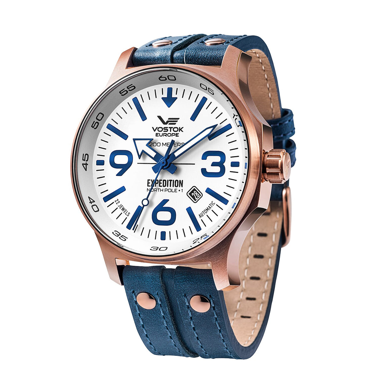 VOSTOK EUROPE Expedition Automatic Movt. 20ATM WR Mens Watch with Blue Genuine Leather Strap 7857094 0