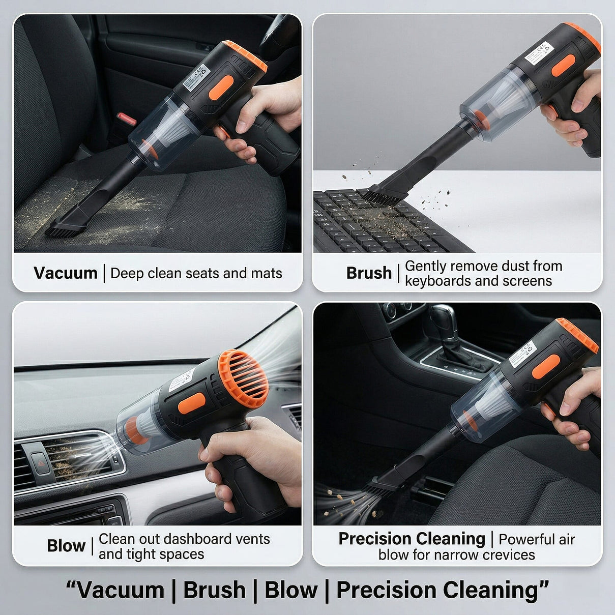 Mini Cordless Vacuum Cleaner - Suction &amp; Blower With 4 attachments, USB--C Charger 8370038 3