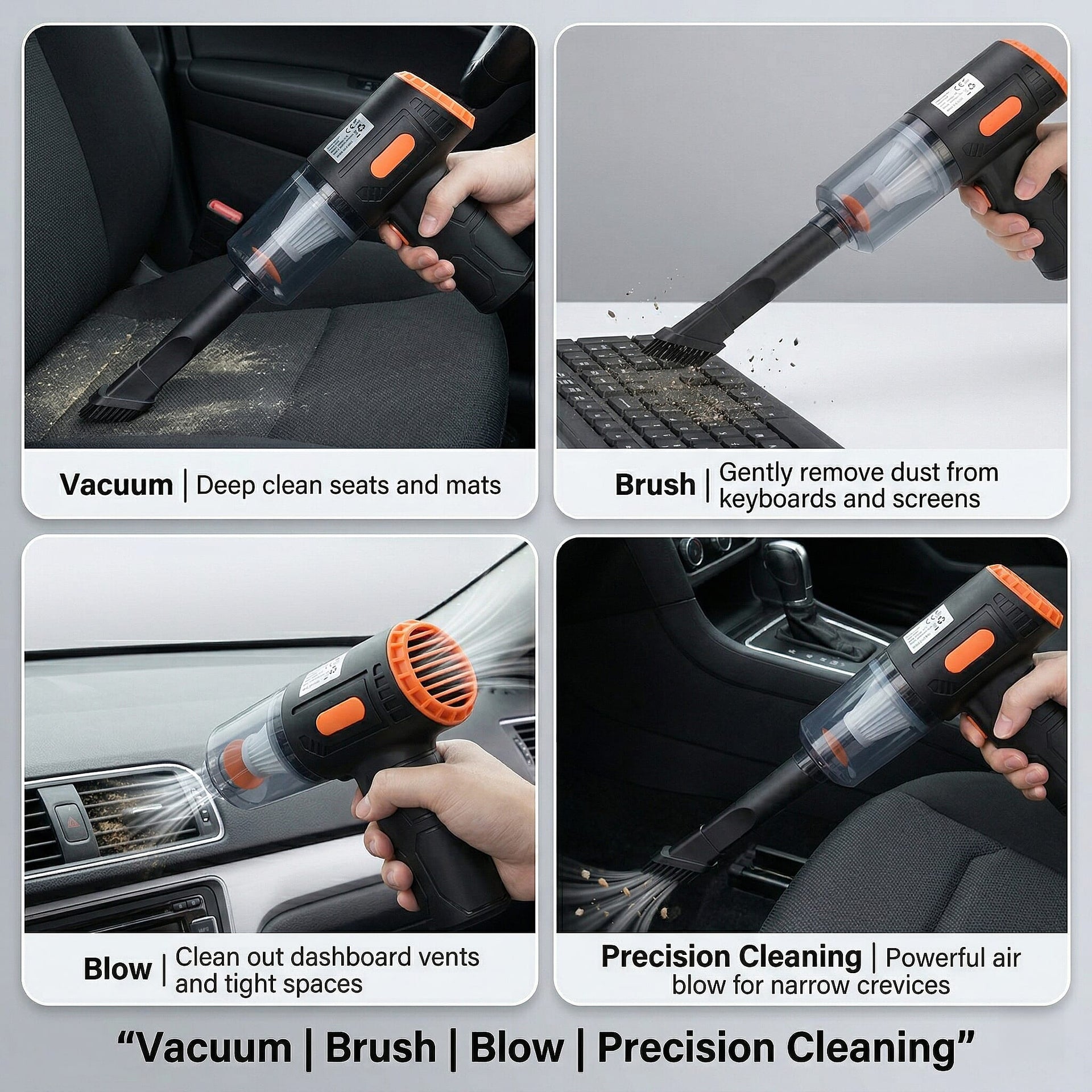 Mini Cordless Vacuum Cleaner - Suction &amp; Blower With 4 attachments, USB--C Charger 8370038 3