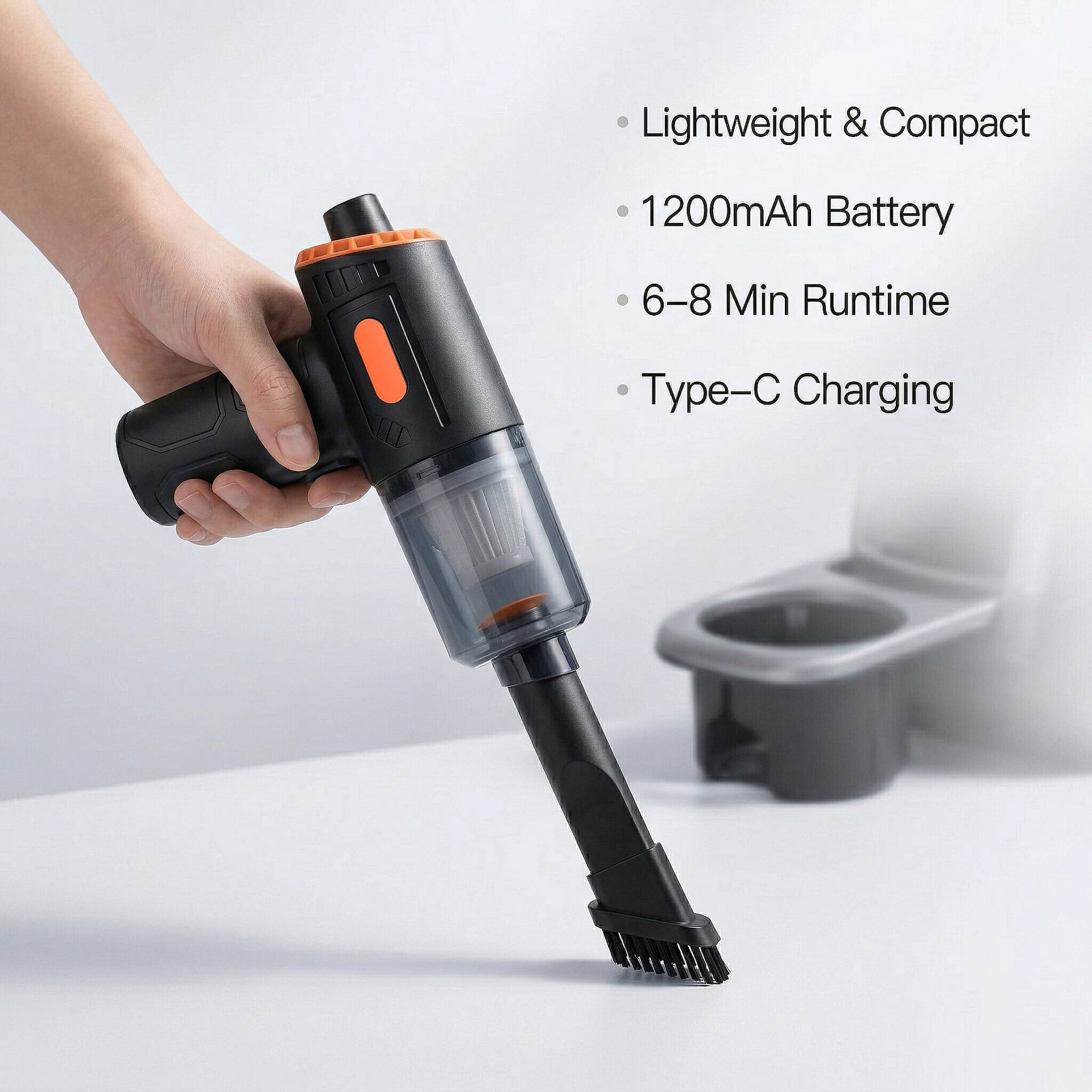 Mini Cordless Vacuum Cleaner - Suction &amp; Blower With 4 attachments, USB--C Charger 8370038 5