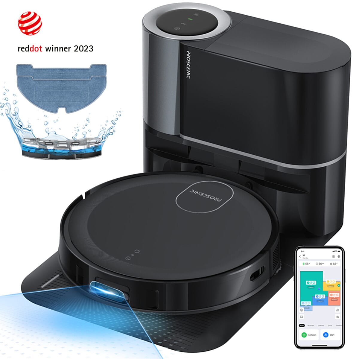 Proscenic X1 Robot Vacuum Cleaner with Alexa Control - Black 7720913 1