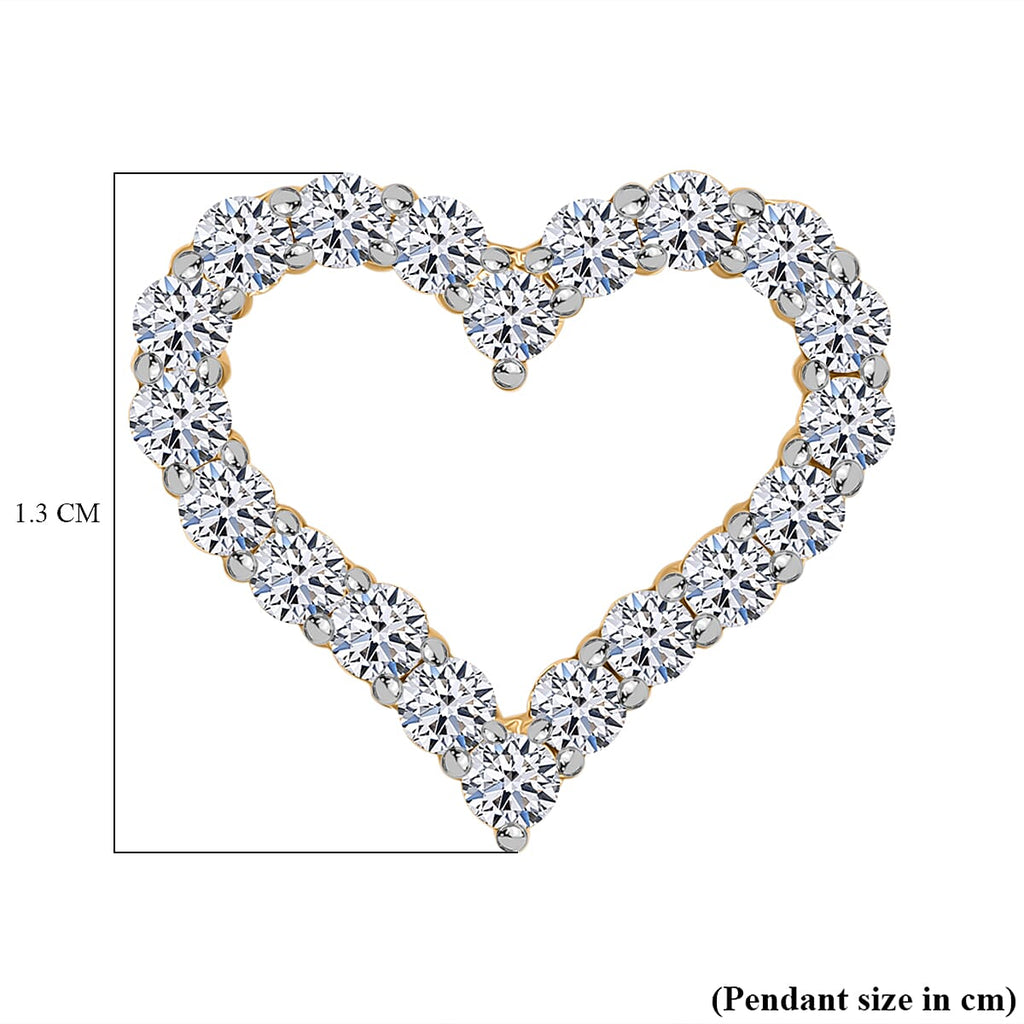 Valentines Day Special - Luxuriant Diamond Lab Grown Diamond (SI-GH) Heart Pendant in Vermeil Yellow Gold Plated Sterling Silver 0.56 Ct.