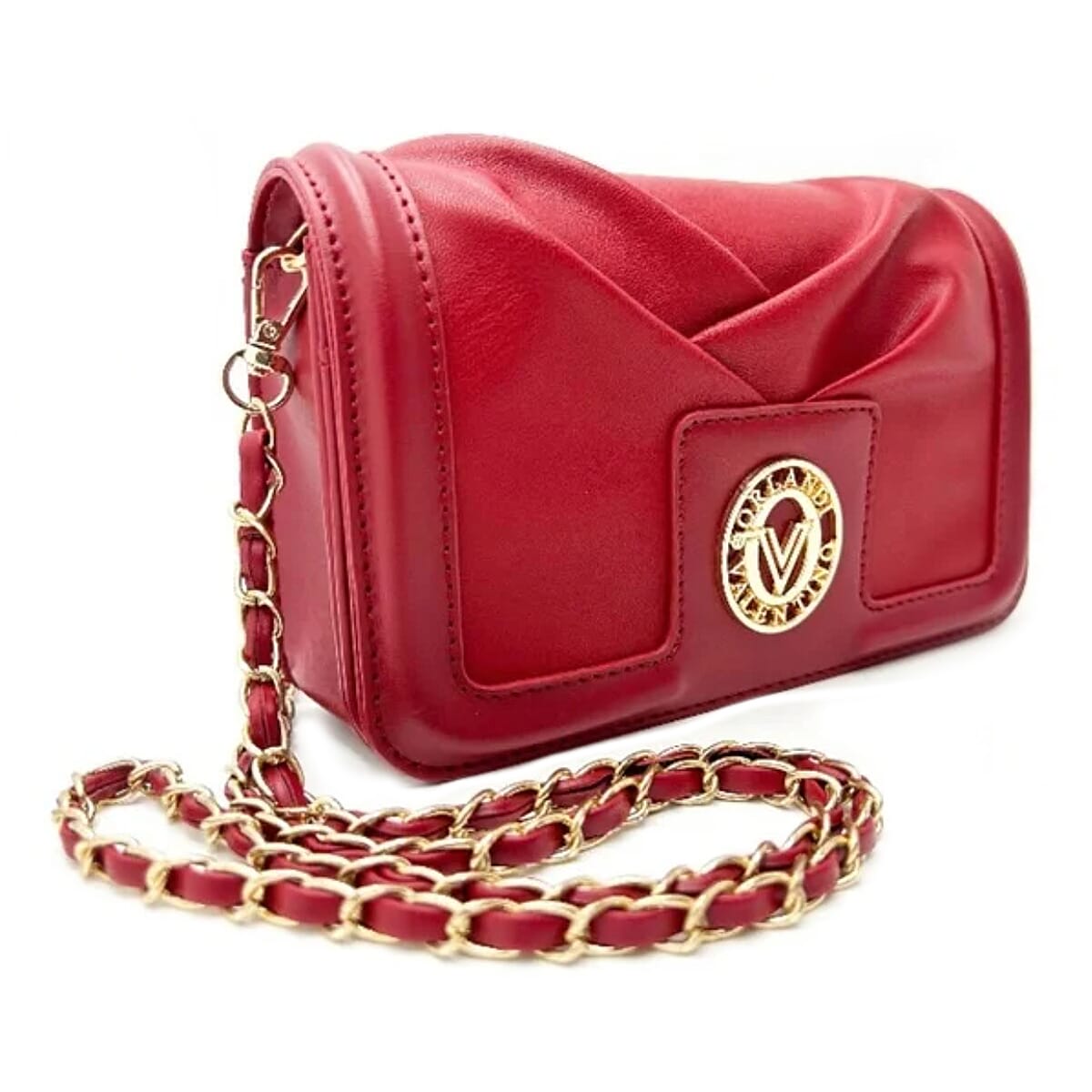 Valentino Orlandi Crossbody Bag with Gold-Tone VO Lock - Chain Strap - Red 8236200 0