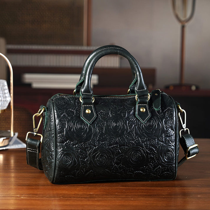 Valissiere Brocade with Genuine Leather Satchel Handbag with Shoulder Strap (120 cm) - Dark Green 8253598 2