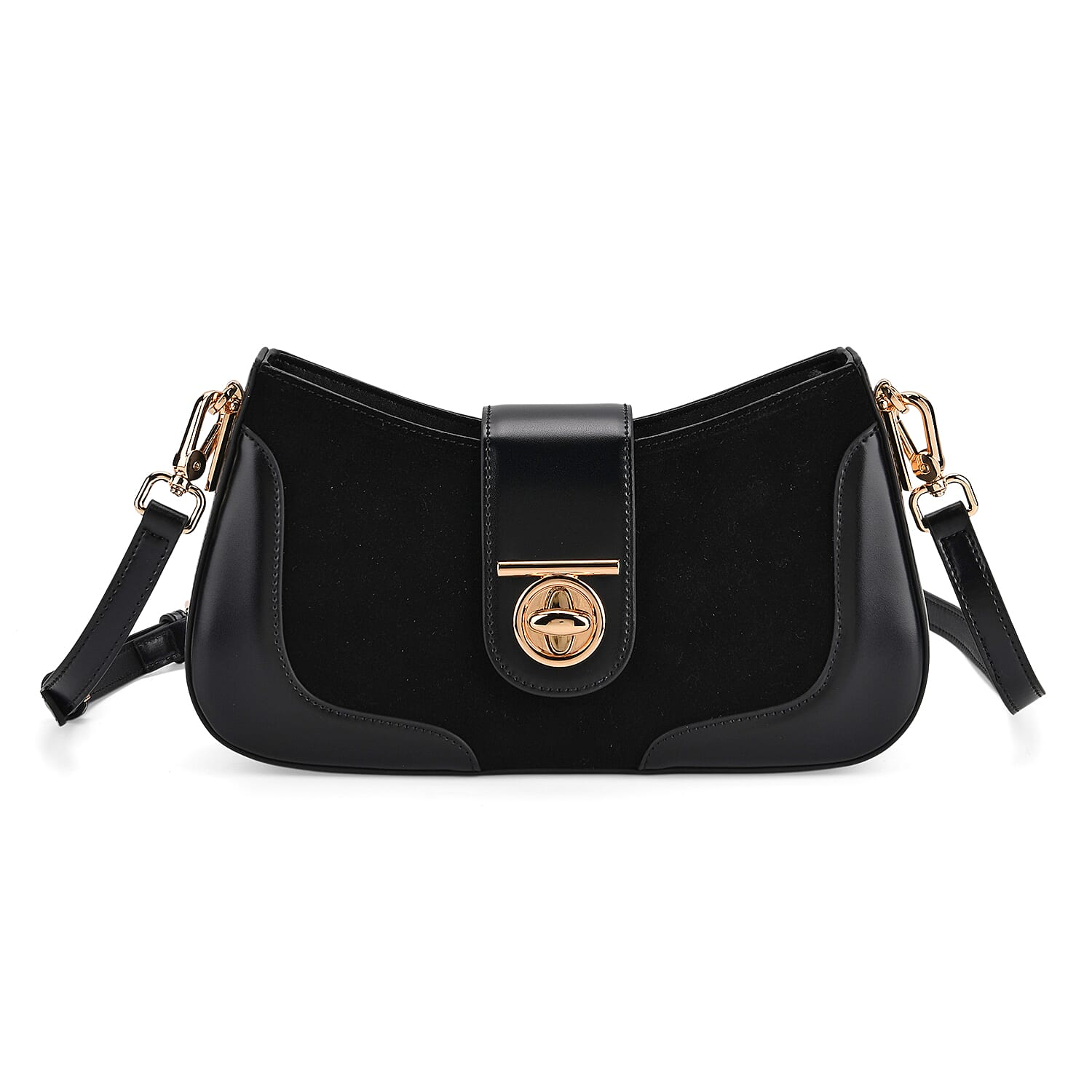 THE EPITOME OF LUXURY - Valisseire 100% Genuine Exquisite Leather Baguette Style Crossbody Bag - Black 8255429 3