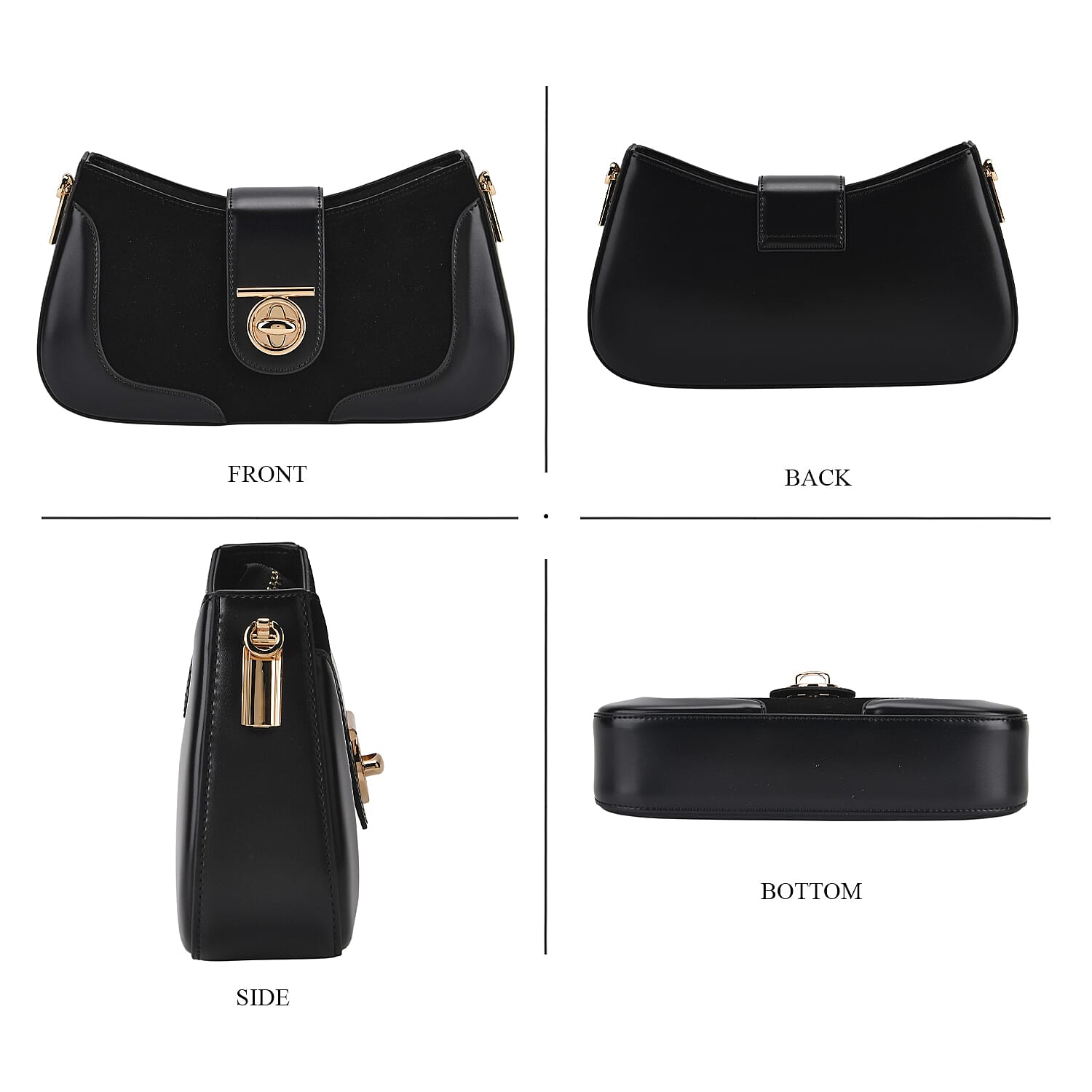 THE EPITOME OF LUXURY - Valisseire 100% Genuine Exquisite Leather Baguette Style Crossbody Bag - Black 8255429 4