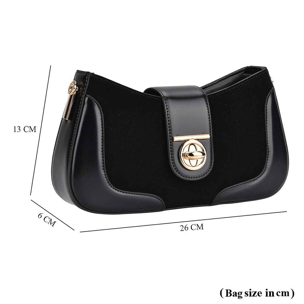 THE EPITOME OF LUXURY - Valisseire 100% Genuine Exquisite Leather Baguette Style Crossbody Bag - Black