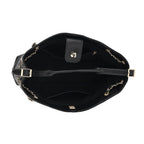 Valissiere Designer Inspired Genuine Leather Two-Tone Quilted Shoulder Handbag with Gold Chain Strap - Black
