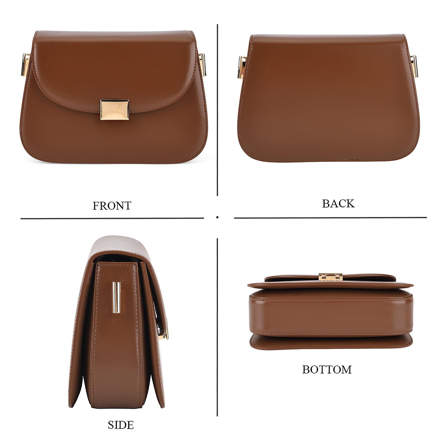 Valissiere Designer Inspired Genuine Leather Structured Small Saddle Crossbody Handbag - Brown 8484564 5