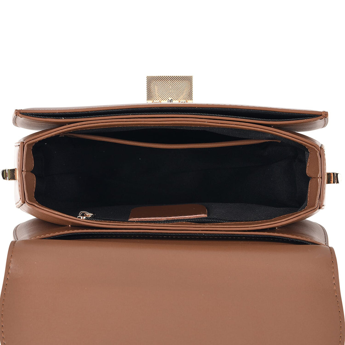 Valissiere Designer Inspired Genuine Leather Structured Small Saddle Crossbody Handbag - Brown 8484564 7