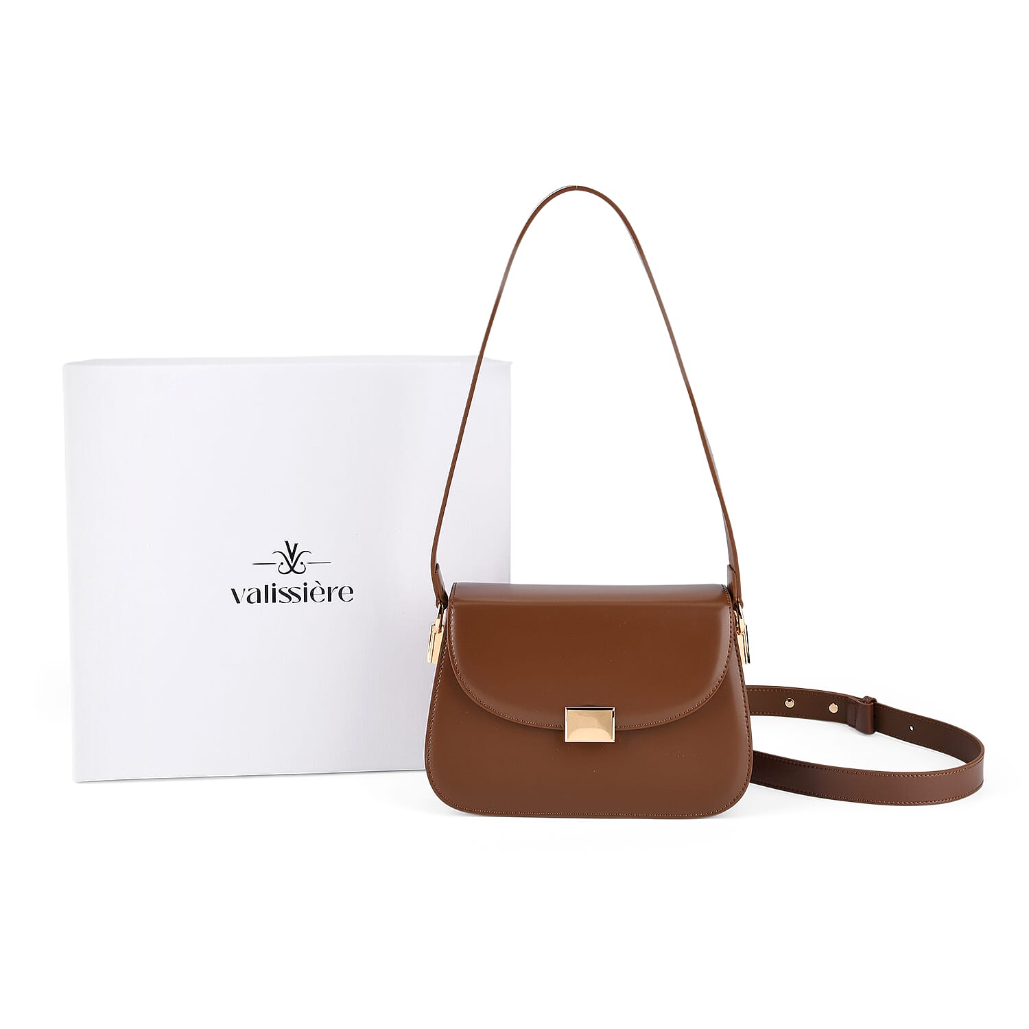 Valissiere Designer Inspired Genuine Leather Structured Small Saddle Crossbody Handbag - Brown 8484564 8