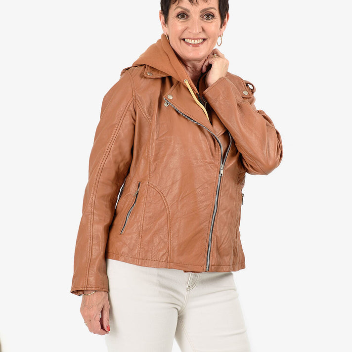 Valissiere 100% Genuine Leather Jacket with Detachable Hood (Size L) - Brown 8205917 1