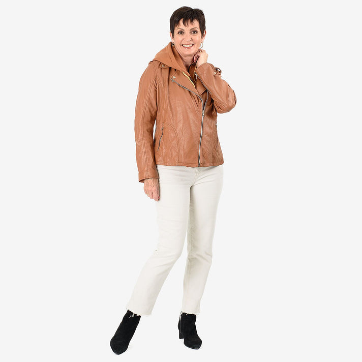 Valissiere 100% Genuine Leather Jacket with Detachable Hood (Size L) - Brown 8205917 2