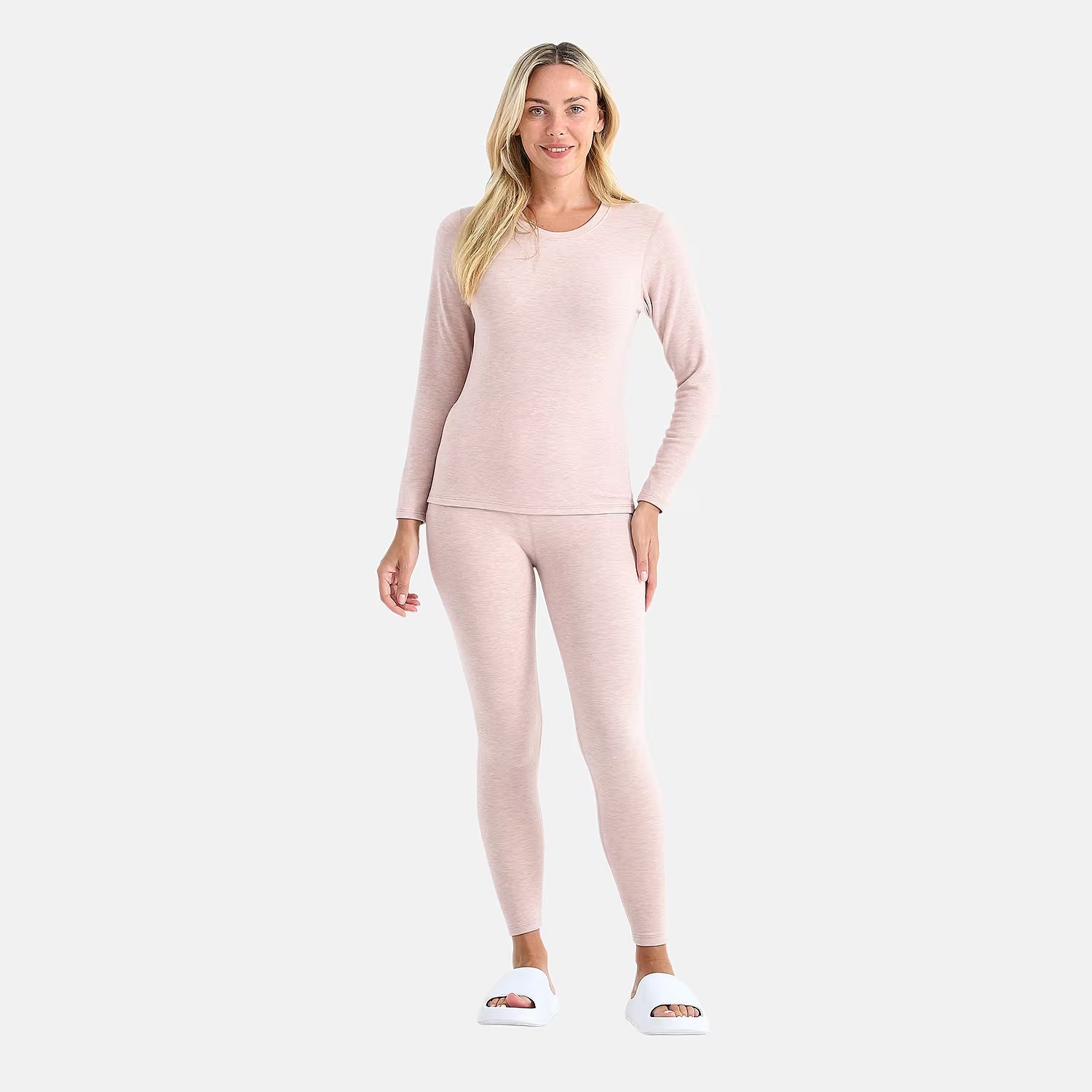 Valliserie Cashmere Blend Premium Thermal Scoop Neck Top - Legging Set (Size L) - Rose Nude 8237076 0