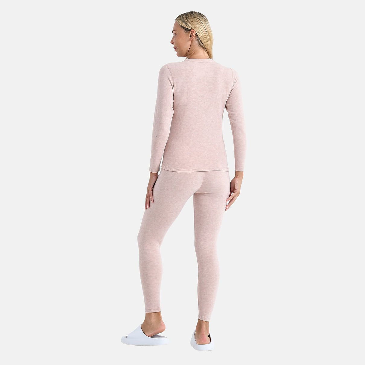 Valliserie Cashmere Blend Premium Thermal Scoop Neck Top - Legging Set (Size L) - Rose Nude 8237076 2