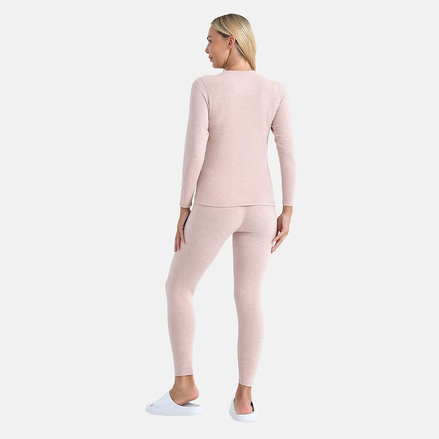 Valliserie Cashmere Blend Premium Thermal Scoop Neck Top - Legging Set (Size L) - Rose Nude 8237076 2