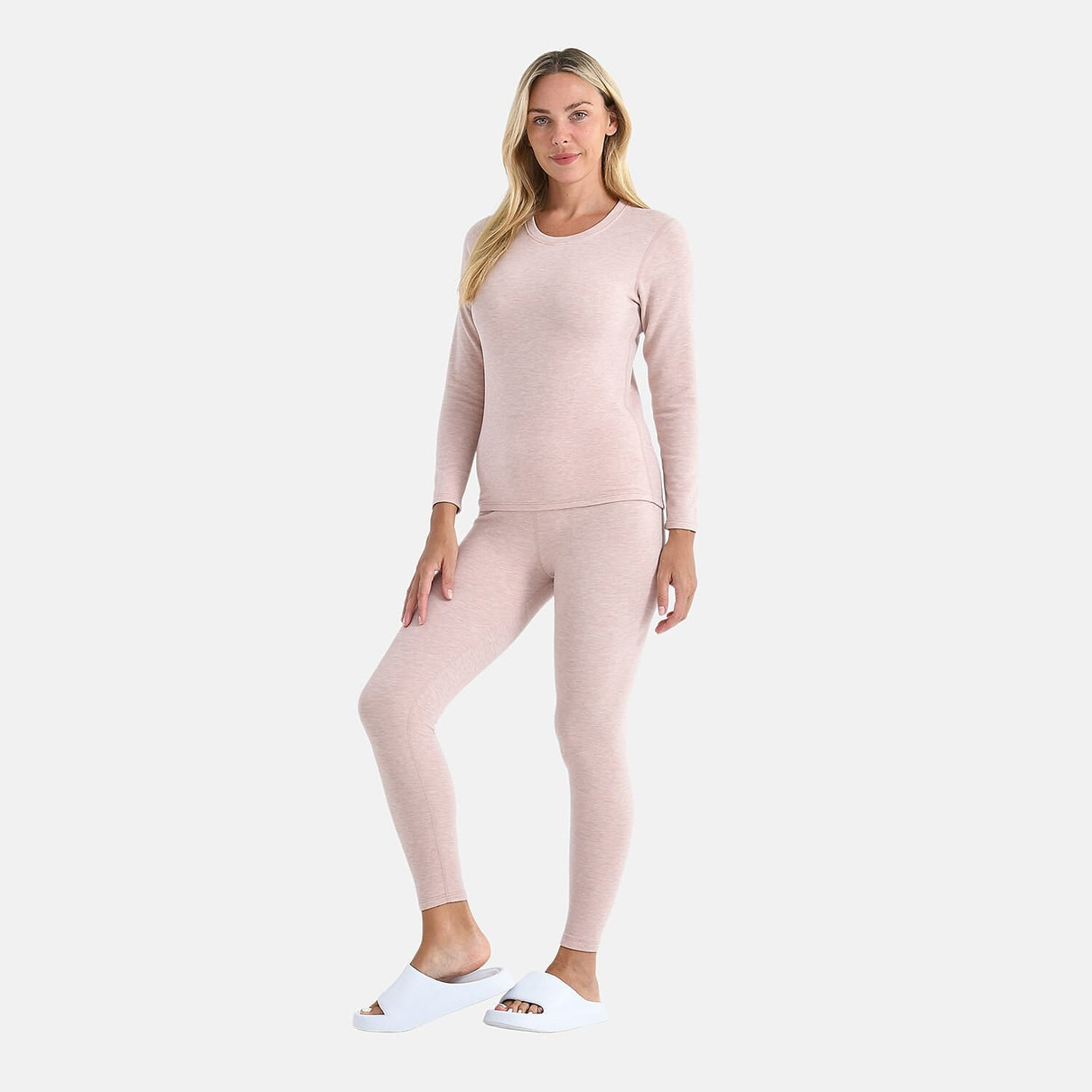 Valliserie Cashmere Blend Premium Thermal Scoop Neck Top - Legging Set (Size L) - Rose Nude 8237076 3