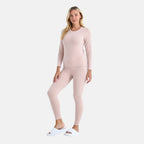 Valliserie Cashmere Blend Premium Thermal Scoop Neck Top - Legging Set (Size L) - Rose Nude