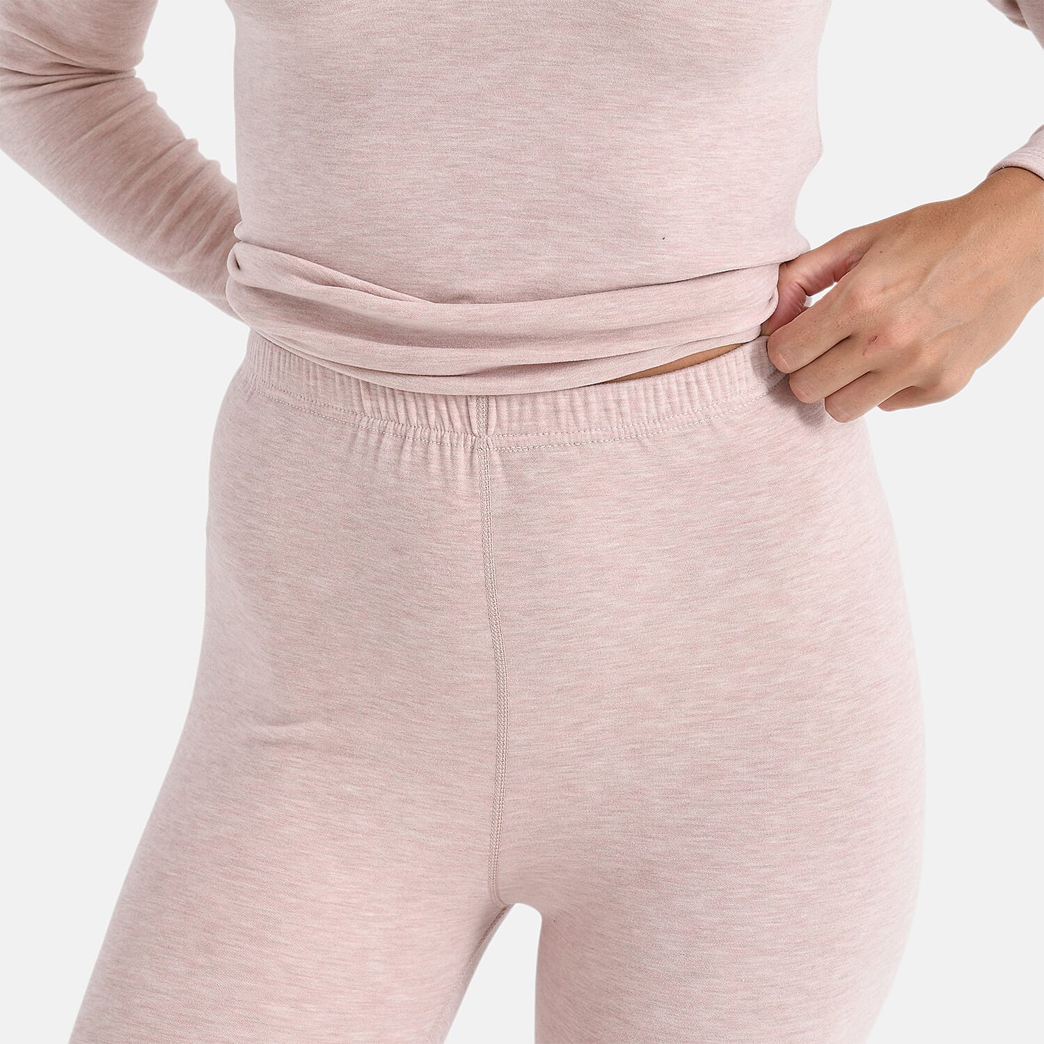 Valliserie Cashmere Blend Premium Thermal Scoop Neck Top - Legging Set (Size L) - Rose Nude 8237076 5