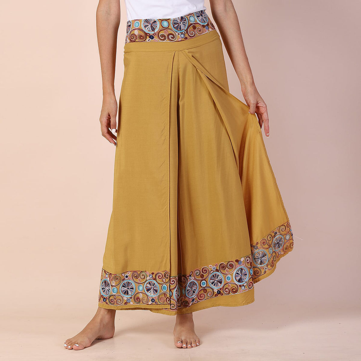 Value Buy - LA MAREY Embroidery Pattern Women Trousers - Yellow 6342670 3