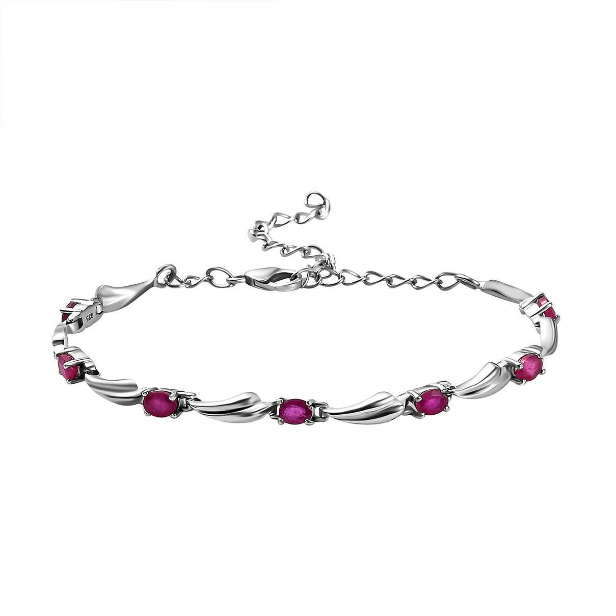 Vegas Close Out - African Ruby Bracelet (Size - 6 With 2.5 Inch Extender) in Sterling Silver 7027094 0