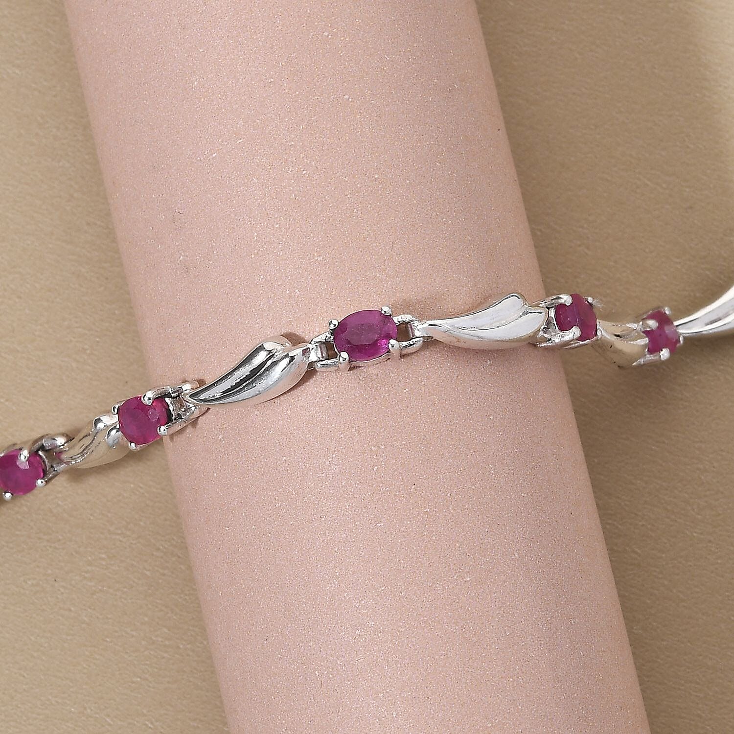 Vegas Close Out - African Ruby Bracelet (Size - 6 With 2.5 Inch Extender) in Sterling Silver 7027094 2