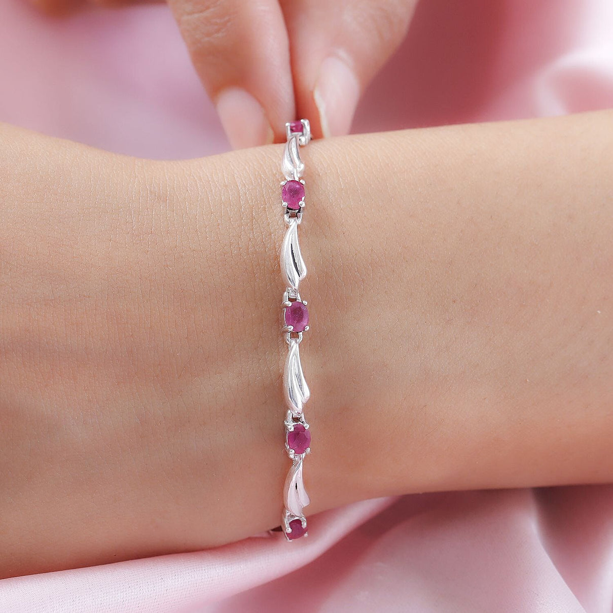 Vegas Close Out - African Ruby Bracelet (Size - 6 With 2.5 Inch Extender) in Sterling Silver 7027094 3