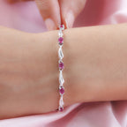 African Ruby Bracelet (Size - 6.5-2 Ext) with Lobster Clasp in Rhodium Overlay Sterling Silver 1.88 Ct.