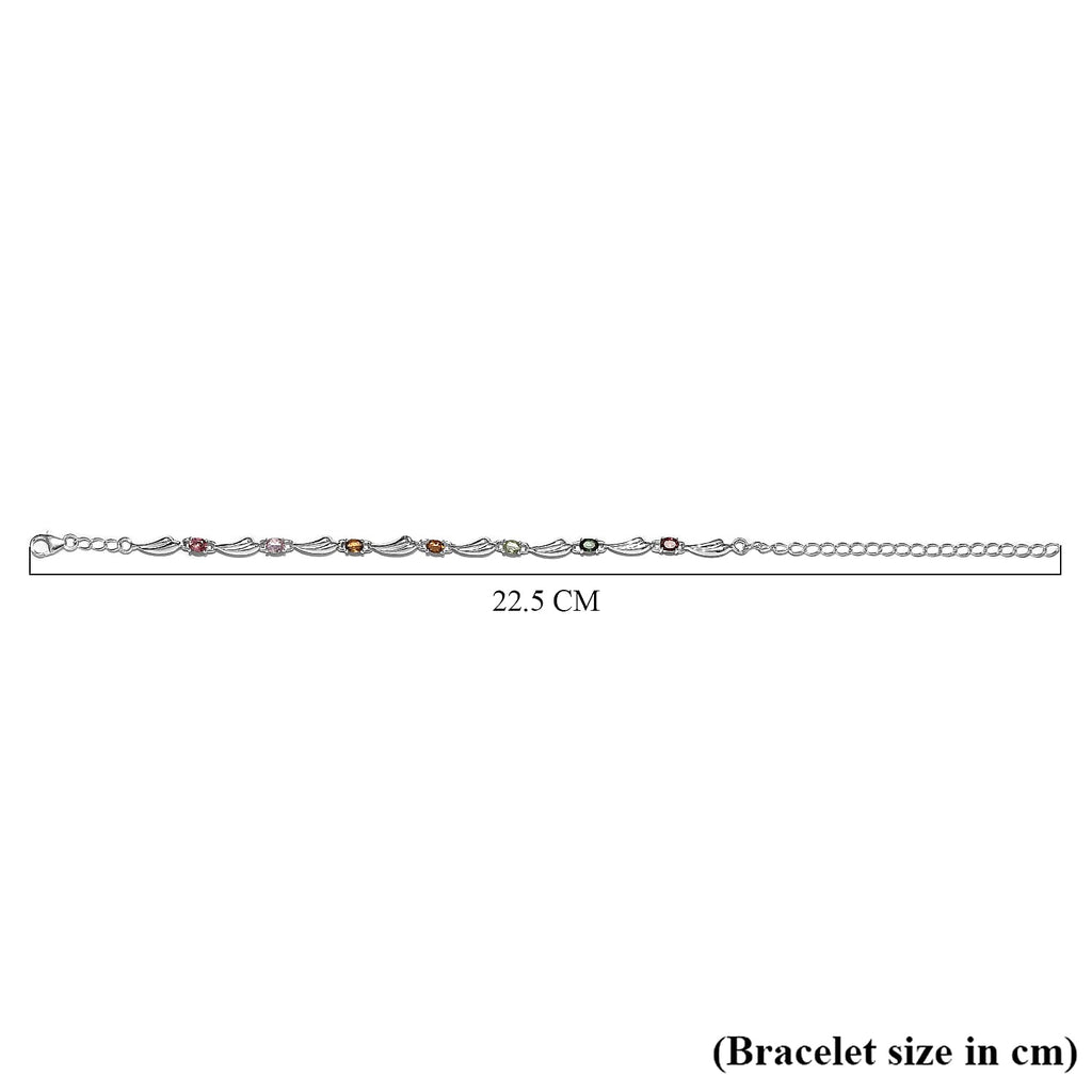 Multi-Tourmaline Bracelet (Size - 6 With 2.5 Inch Extender) in Sterling Silver