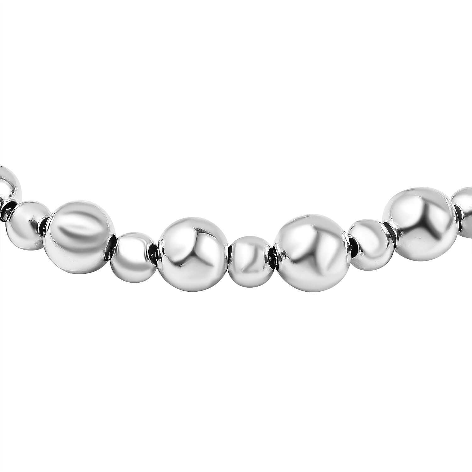 Vegas Close Out - Sterling Silver Ball Adjustable Slider Bracelet (Size - 6.5 To 9.5), Silver Wt. 6.30 Gms 7080579 2