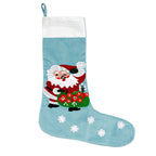 Velvet Christmas Embroidered Hanging-Stocking Sock (Size 48x18 Cm) - Turquoise