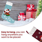 Velvet Christmas Embroidered Hanging-Stocking Sock (Size 48x18 Cm) - Turquoise