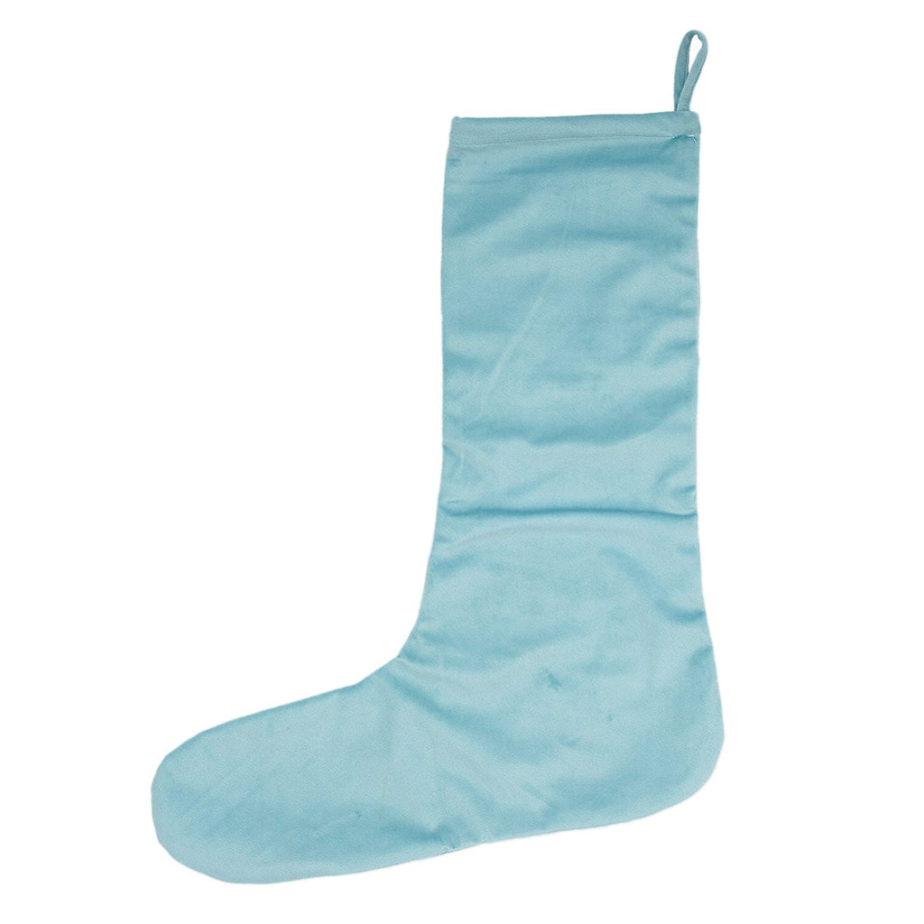 Velvet Christmas Embroidered Hanging-Stocking Sock (Size 48x18 Cm) - Turquoise