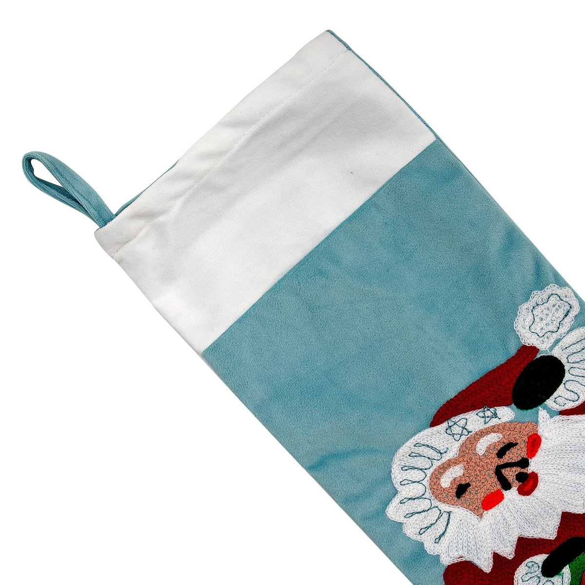Velvet Christmas Embroidered Hanging-Stocking Sock - Turquoise 7010862 7