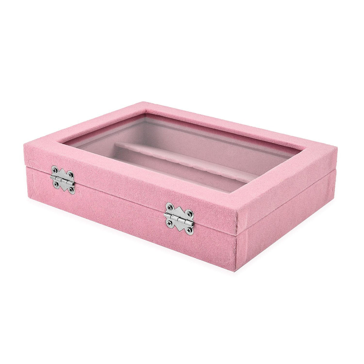 Velvet Earrings Jewellery Box with Transparent Window (Size 20x15x4 cm) - Pink 7388993 3